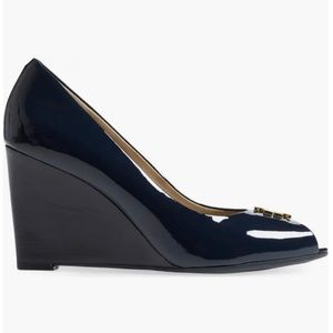 Tory Burch black peep toe wedge
